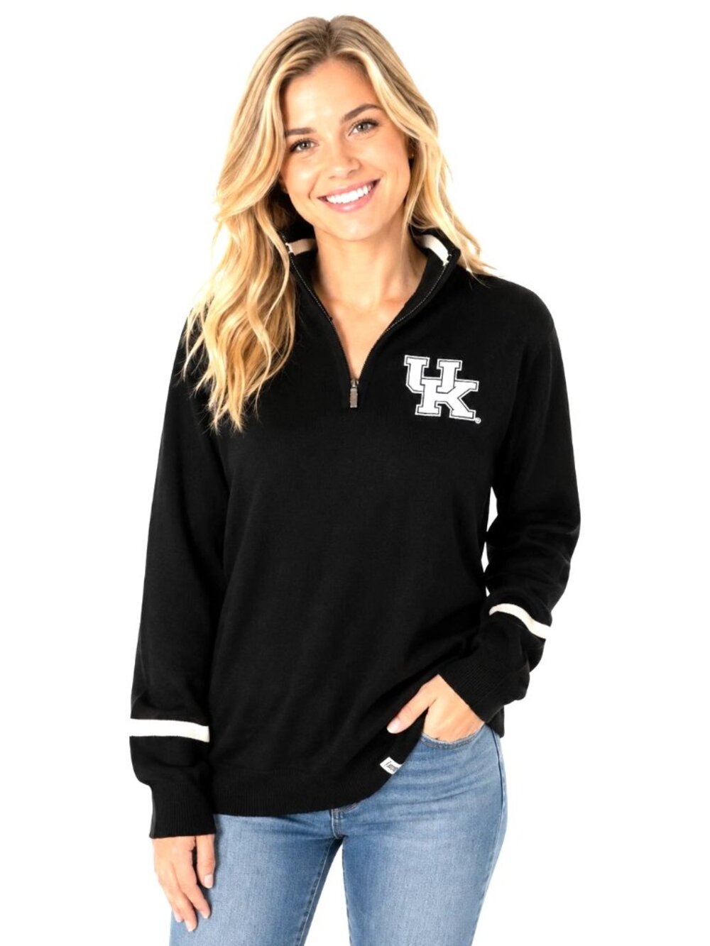 Kentucky Wildcats Womens Sweater Small 1/4 Zip Embroidered Patch Logo Heavy Warm